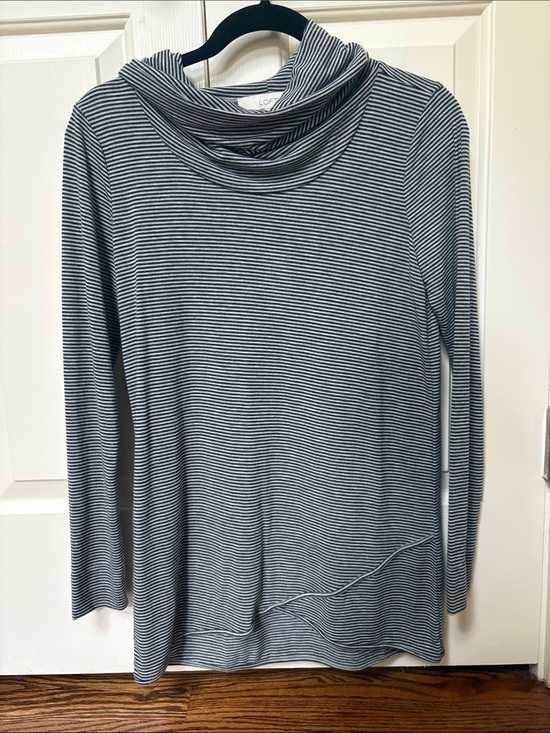 LOFT Sweaters - LOFT Black & White Striped Cowl Neck Long Sleeve Top